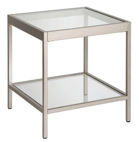 Nave Side Table & End Table Silver Finish With 8mm Glass Top